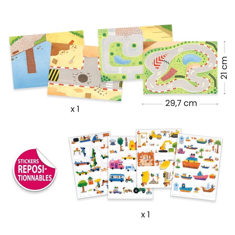 Jucarii, Copii si Bebe - Jucarii si jocuri - Jucarii & jocuri educative - Seturi de artizanat - Set creativ de stickere reutilizabile Masini, Djeco - Infinity.ro