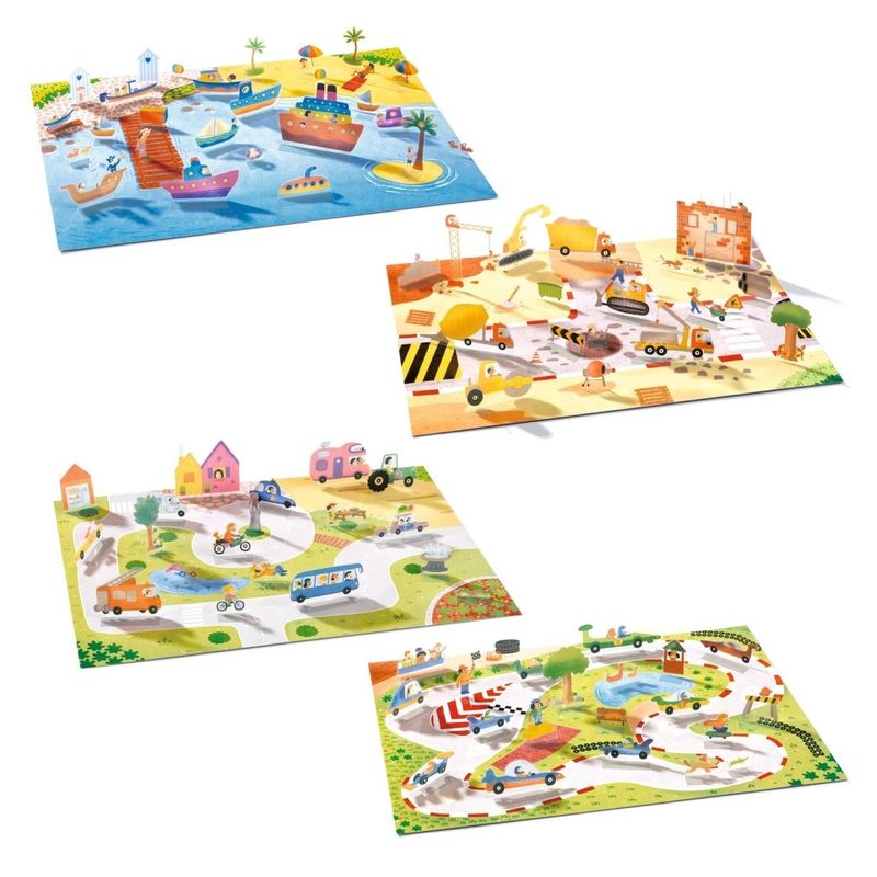 Jucarii, Copii si Bebe - Jucarii si jocuri - Jucarii & jocuri educative - Seturi de artizanat - Set creativ de stickere reutilizabile Masini, Djeco - Infinity.ro