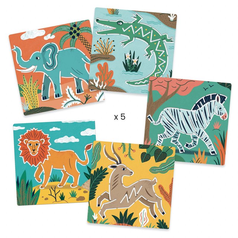 Jucarii, Copii si Bebe - Jucarii si jocuri - Jucarii & jocuri educative - Seturi pictura si desen - Sabloane Animale salbatice, Djeco - Infinity.ro