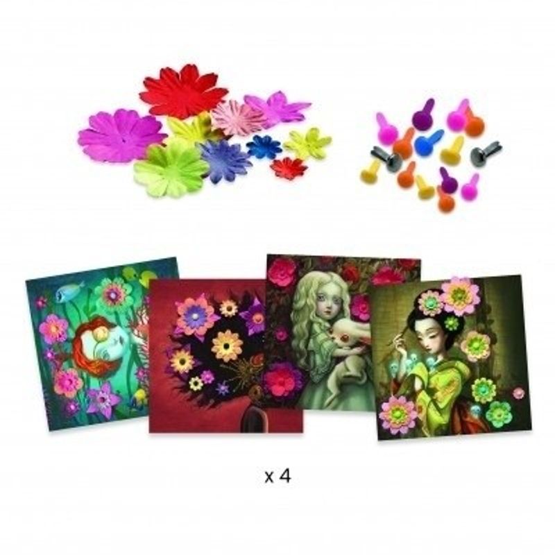 Jucarii, Copii si Bebe - Jucarii si jocuri - Jucarii & jocuri educative - Seturi de artizanat - Set creativ Portrete cu flori din hartie, Djeco - Infinity.ro