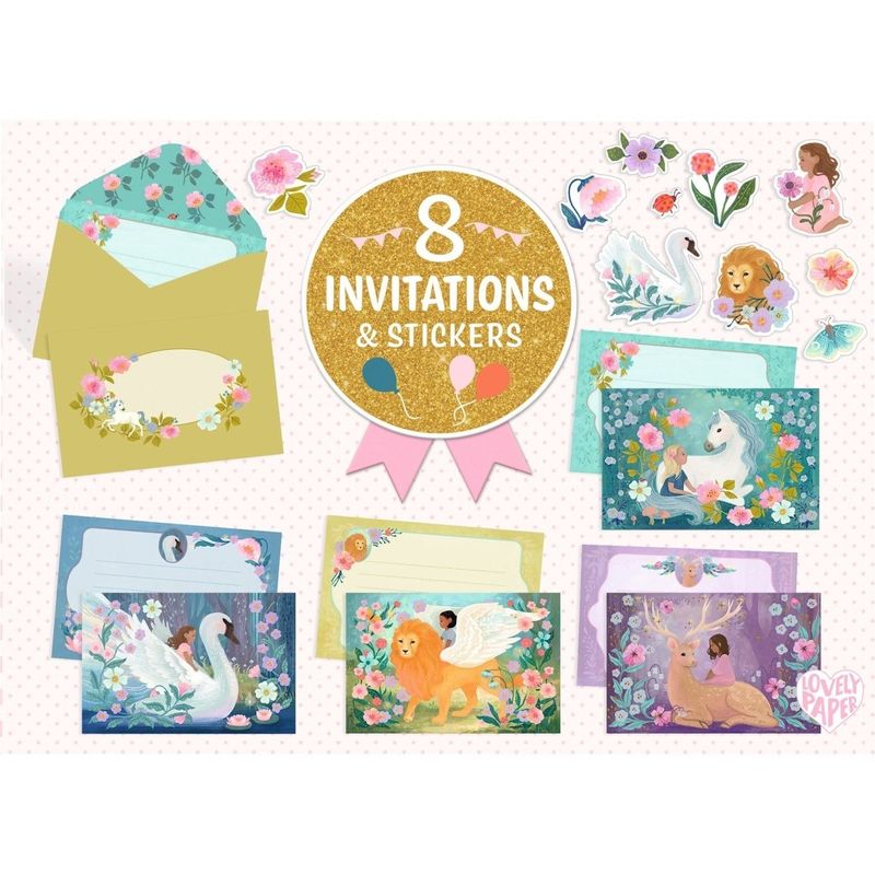 Casa si Gradina - Decoratiuni - Decoratiuni petrecere - Accesorii pentru petrecere - Set de invitatii Animale fantastice, Djeco - Infinity.ro