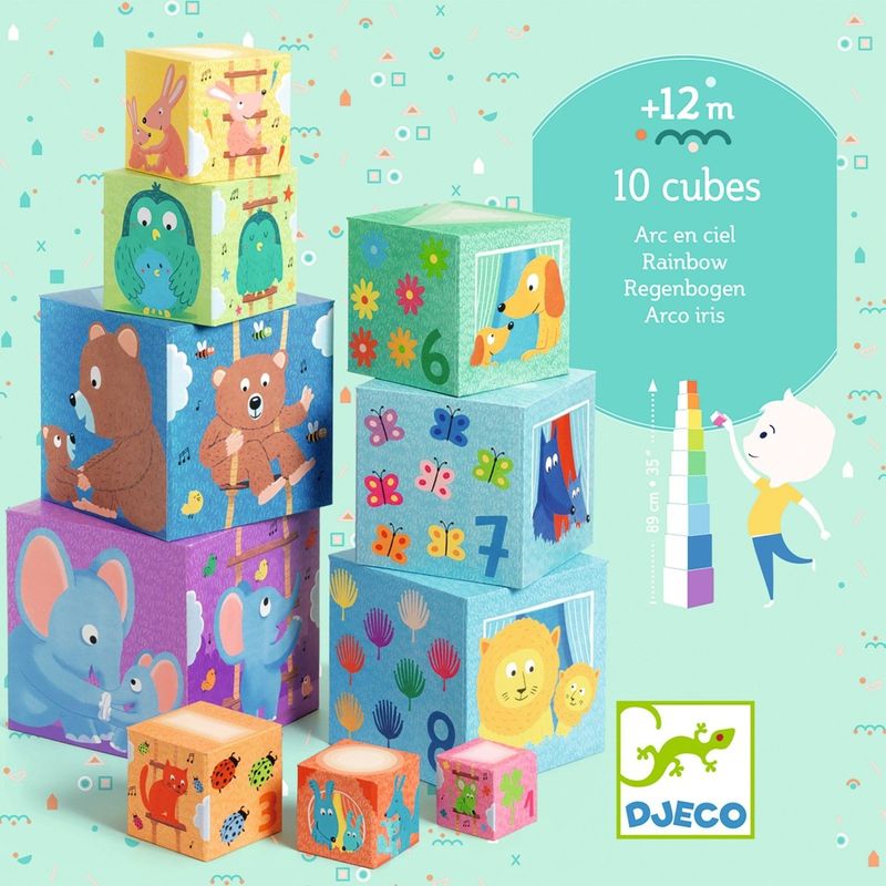 Jucarii, Copii si Bebe - Jucarii si jocuri - Seturi de constructie si cuburi - Cuburi si caramizi - Turn de construit Curcubeu, Djeco - Infinity.ro
