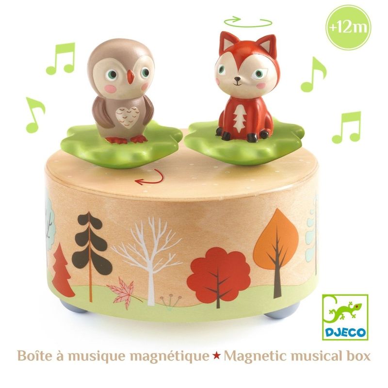 Jucarii, Copii si Bebe - Jucarii si jocuri - Jucarii & jocuri educative - Jucarii interactive - Cutie muzicala magnetica cu bufnita si vulpe, Djeco - Infinity.ro