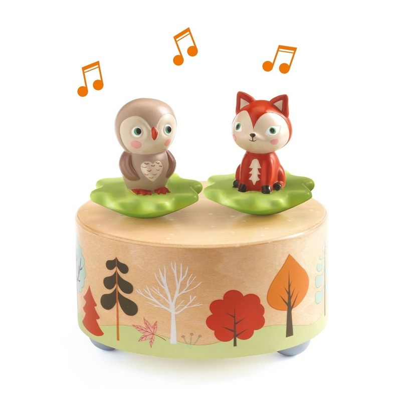 Jucarii, Copii si Bebe - Jucarii si jocuri - Jucarii & jocuri educative - Jucarii interactive - Cutie muzicala magnetica cu bufnita si vulpe, Djeco - Infinity.ro