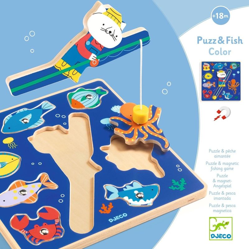 Jucarii, Copii si Bebe - Jucarii si jocuri - Jocuri si puzzle - Puzzle - Joc 2 in 1 puzzle si pescuit magnetic, Djeco - Infinity.ro