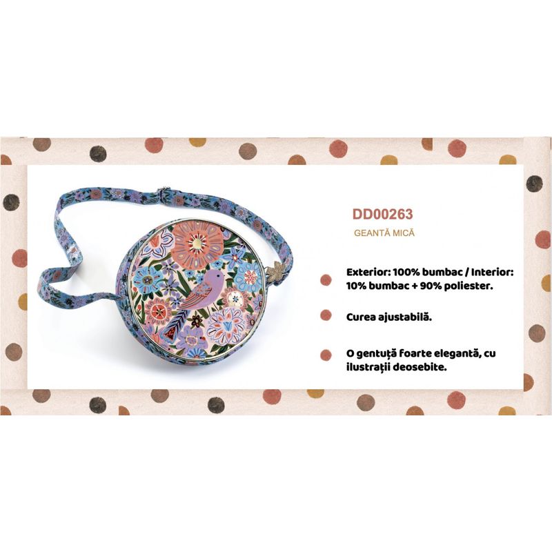 Fashion, accesorii si bijuterii - Copii - Accesorii copii - Genti si rucsacuri copii - Gentuta rotunda Pasare, Djeco - Infinity.ro