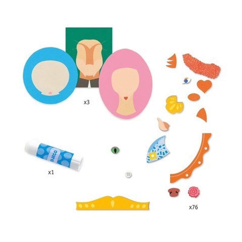 Jucarii, Copii si Bebe - Jucarii si jocuri - Jucarii & jocuri educative - Seturi de artizanat - Set creativ colaje Portrete de familie, Djeco - Infinity.ro