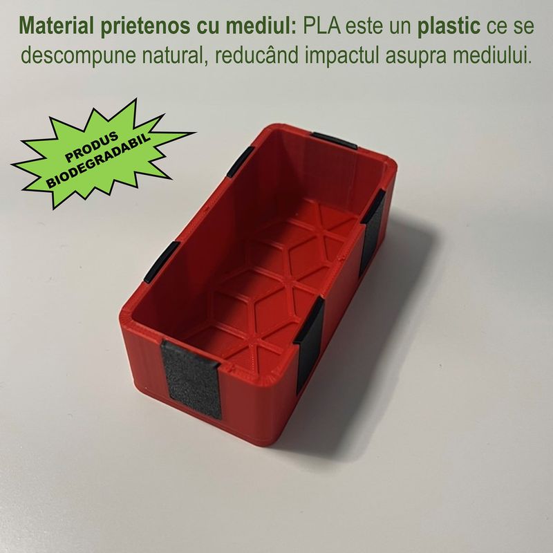 Carti si Birotica - Birotica - Accesorii de birou - Alte accesorii birou - Tavita modulara magnetica, Rosu, 9 X 4.5 cm, imprimat 3D din PLA (Bioplastic) - Infinity.ro