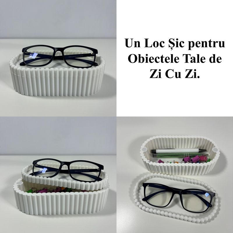 Fashion, accesorii si bijuterii - Femei - Bijuterii femei - Cutii bijuterii - Cutiuta bijuterii, capac magnetic, 17.5 X 8.5 X 5 cm, Multifunctionala, Alb, imprimat 3D din PLA (Bioplastic) - Infinity.ro