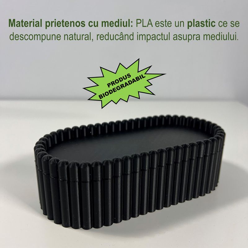 Fashion, accesorii si bijuterii - Femei - Bijuterii femei - Cutii bijuterii - Cutiuta bijuterii, Capac magnetic, 17.5 X 8.5 X 5 cm, Multifunctionala, Negru, imprimat 3D din PLA (Bioplastic) - Infinity.ro