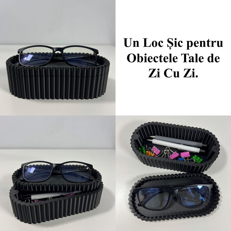 Fashion, accesorii si bijuterii - Femei - Bijuterii femei - Cutii bijuterii - Cutiuta bijuterii, Capac magnetic, 17.5 X 8.5 X 5 cm, Multifunctionala, Negru, imprimat 3D din PLA (Bioplastic) - Infinity.ro