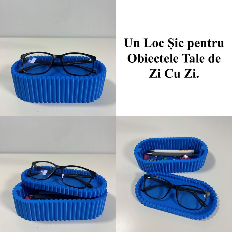 Fashion, accesorii si bijuterii - Femei - Bijuterii femei - Cutii bijuterii - Cutiuta bijuterii, capac magnetic, 17.5 X 8.5 X 5 cm, Multifunctionala, Albastru, imprimat 3D din PLA (Bioplastic) - Infinity.ro