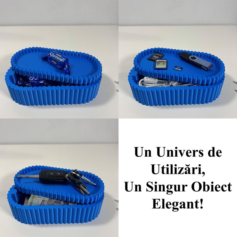 Fashion, accesorii si bijuterii - Femei - Bijuterii femei - Cutii bijuterii - Cutiuta bijuterii, capac magnetic, 17.5 X 8.5 X 5 cm, Multifunctionala, Albastru, imprimat 3D din PLA (Bioplastic) - Infinity.ro
