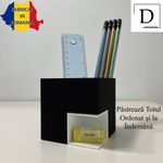 Carti si Birotica - Birotica - Accesorii de birou - Suporturi accesorii birou - Suport articole birou 2 in 1, Multifunctional, Alb/Negru, 8cm, imprimat 3D din PLA (Bioplastic) - Infinity.ro