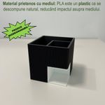 Carti si Birotica - Birotica - Accesorii de birou - Suporturi accesorii birou - Suport articole birou 2 in 1, Multifunctional, Alb/Negru, 8cm, imprimat 3D din PLA (Bioplastic) - Infinity.ro