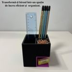 Carti si Birotica - Birotica - Accesorii de birou - Suporturi accesorii birou - Suport articole birou 2 in 1, Multifunctional, Mov/Negru, 8 CM, imprimat 3D din PLA (Bioplastic), - Infinity.ro