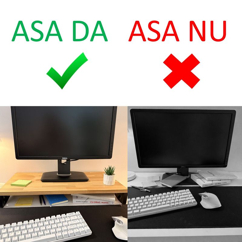 PC, gaming si accesorii - Desktop PC & monitoare - Accesorii monitoare - Suport monitor, 60 X 30 X 8 CM, Picioare printate 3D din PLA , Negru, Panou din Fag - Infinity.ro