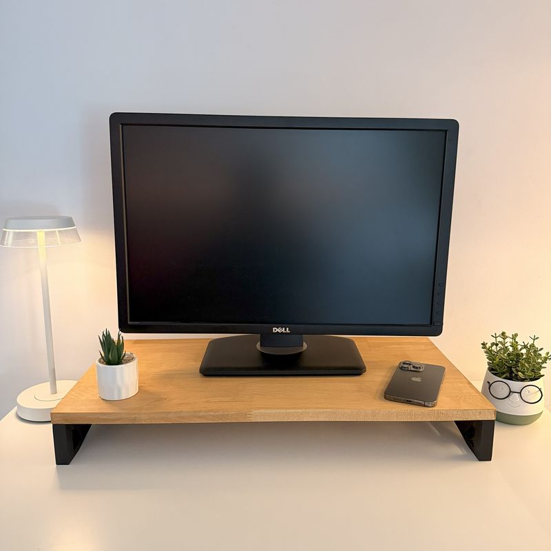 PC, gaming si accesorii - Desktop PC & monitoare - Accesorii monitoare - Suport monitor, 60 X 30 X 8 CM, Picioare printate 3D din PLA , Negru, Panou din Fag - Infinity.ro
