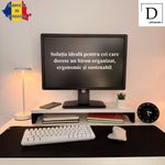 PC, gaming si accesorii - Desktop PC & monitoare - Accesorii monitoare - Suport monitor, 60 X 20 X 8 CM, Picioare printate 3D din PLA , Alb, Panou din Pal - Infinity.ro