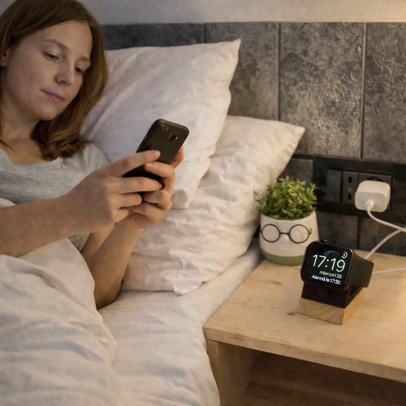 Laptop, Telefoane si Tablete - Wearables si gadgeturi - Wearables - Accesorii wearables - Suport Incarcare compatibil cu Apple Watch (Incarcatorul magnetic nu este inclus), maro - Infinity.ro