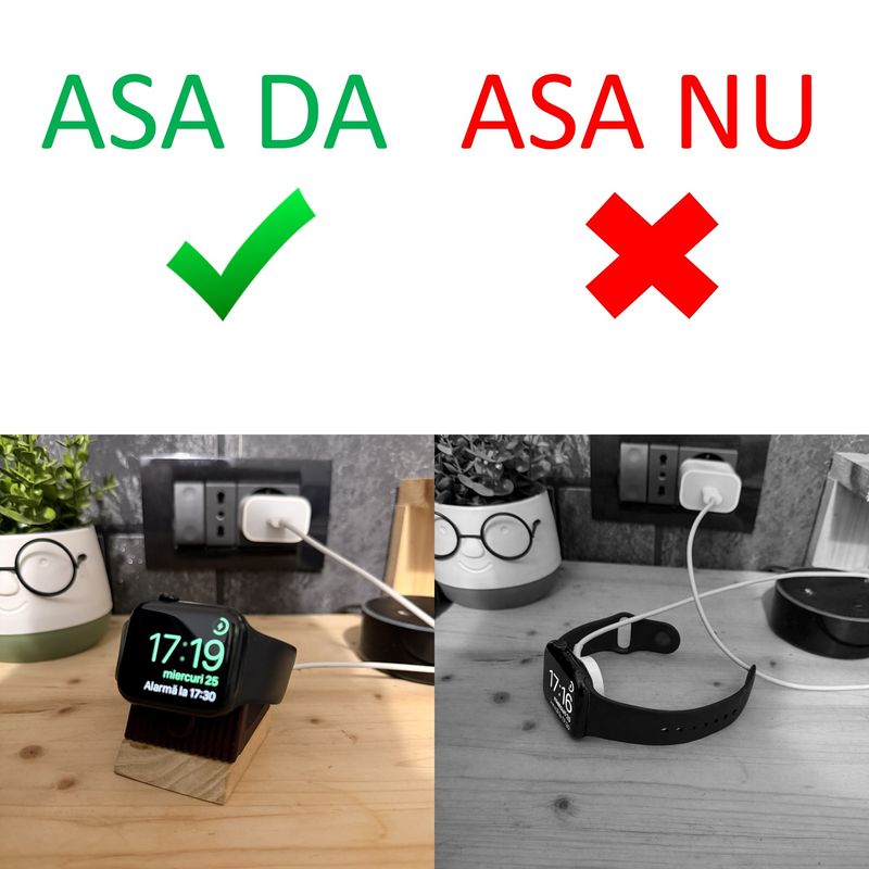 Laptop, Telefoane si Tablete - Wearables si gadgeturi - Wearables - Accesorii wearables - Suport Incarcare compatibil cu Apple Watch (Incarcatorul magnetic nu este inclus), maro - Infinity.ro