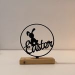 Casa si Gradina - Decoratiuni - Obiecte decorative - Accesorii decorative - Decoratiune de Paste, Iepuras, Eco-friendly, Baza din Lemn Natural, Negru, 16.5 cm - Infinity.ro