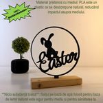 Casa si Gradina - Decoratiuni - Obiecte decorative - Accesorii decorative - Decoratiune de Paste, Iepuras, Eco-friendly, Baza din Lemn Natural, Negru, 16.5 cm - Infinity.ro