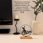 Casa si Gradina - Decoratiuni - Obiecte decorative - Accesorii decorative - Decoratiune de Paste, Iepuras, Eco-friendly, Baza din Lemn Natural, Negru, 16.5 cm - Infinity.ro