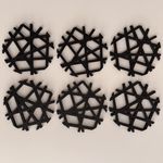 Casa si Gradina - Bucatarie si vesela - Accesorii bar - Suporturi bauturi - Set 6 suporturi / coastere pahare, rotund, diametru 10 cm, negru, cutie inclusa, imprimate 3D - Infinity.ro