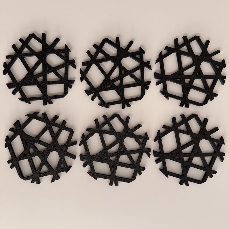 Casa si Gradina - Bucatarie si vesela - Accesorii bar - Suporturi bauturi - Set 6 suporturi / coastere pahare, rotund, diametru 10 cm, negru, cutie inclusa, imprimate 3D - Infinity.ro