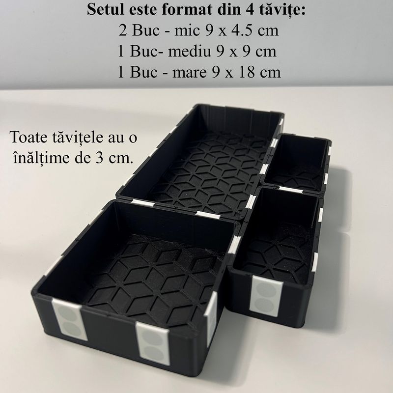 Carti si Birotica - Birotica - Accesorii de birou - Alte accesorii birou - Set 4 tavite modulare magnetice, Negru, 18 X 18 cm, imprimat 3D din PLA (Bioplastic) - Infinity.ro