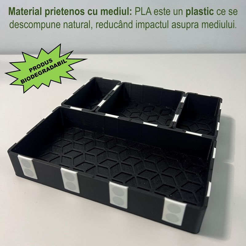 Carti si Birotica - Birotica - Accesorii de birou - Alte accesorii birou - Set 4 tavite modulare magnetice, Negru, 18 X 18 cm, imprimat 3D din PLA (Bioplastic) - Infinity.ro