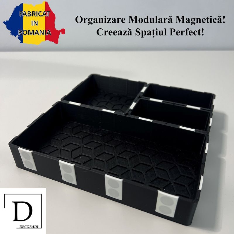Carti si Birotica - Birotica - Accesorii de birou - Alte accesorii birou - Set 4 tavite modulare magnetice, Negru, 18 X 18 cm, imprimat 3D din PLA (Bioplastic) - Infinity.ro