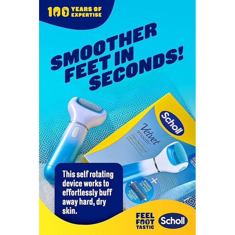 Ingrijire personala si Cosmetice - Manichiura si pedichiura - Pile cosmetice - Pila electrica Scholl Velvet Smooth cu Cristale de Diamant, 2 viteze, 2 rezerve incluse, albastru - Infinity.ro