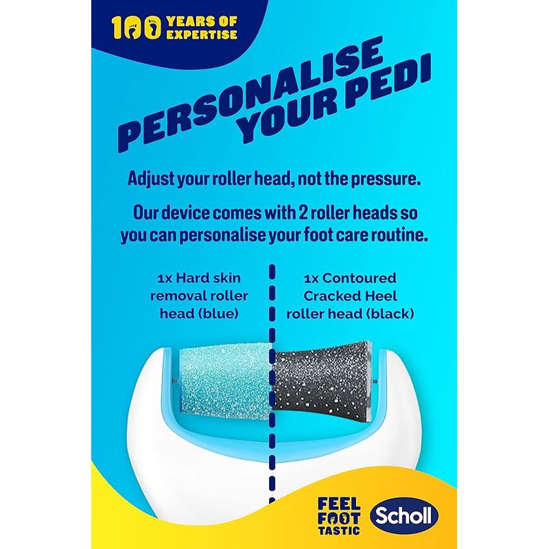 Ingrijire personala si Cosmetice - Manichiura si pedichiura - Pile cosmetice - Pila electrica Scholl Velvet Smooth cu Cristale de Diamant, 2 viteze, 2 rezerve incluse, albastru - Infinity.ro