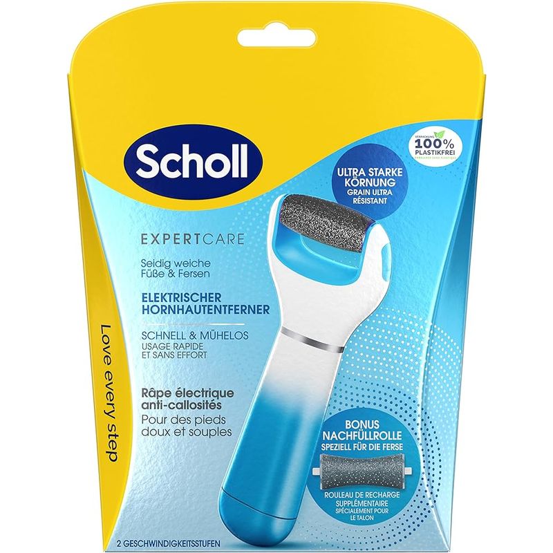 Ingrijire personala si Cosmetice - Manichiura si pedichiura - Pile cosmetice - Pila electrica Scholl Velvet Smooth cu Cristale de Diamant, 2 viteze, 2 rezerve incluse, albastru - Infinity.ro