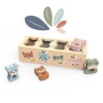 Jucarii, Copii si Bebe - Jucarii si jocuri - Jucarii bebelusi - Jucarii de sortat - Cutie sortatoare cu forme animale din lemn, Speedy Monkey - Infinity.ro
