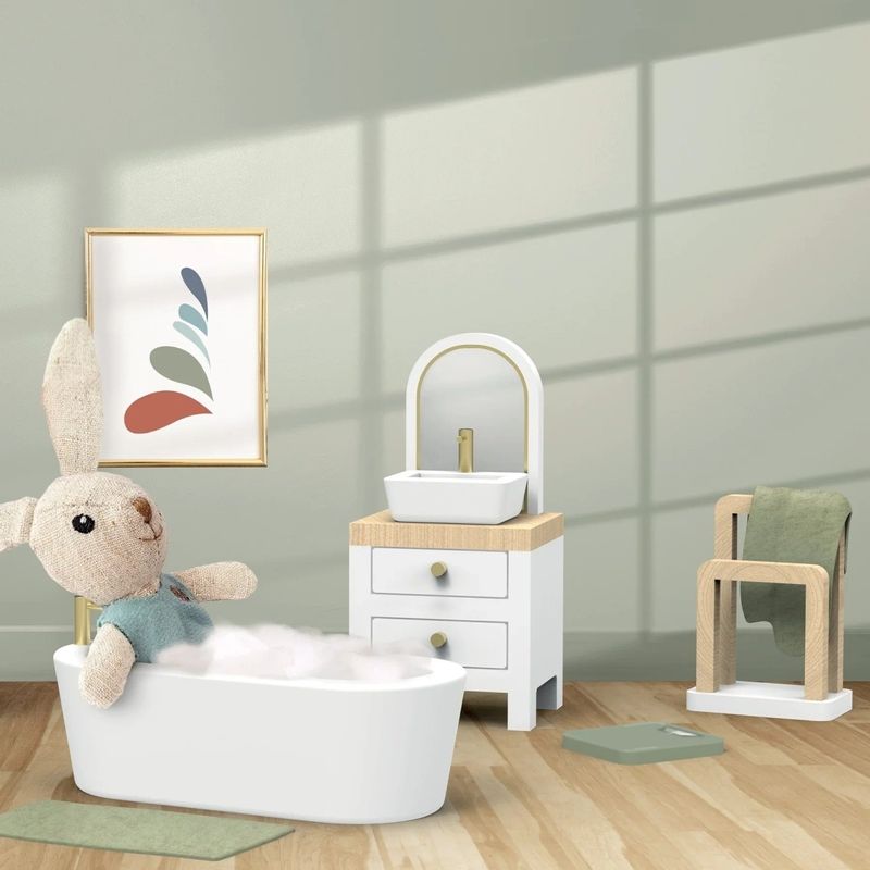 Jucarii, Copii si Bebe - Jucarii si jocuri - Papusi si accesorii - Casute de papusi si mobilier - Set mobilier baie pentru casa de papusi, Speedy Monkey - Infinity.ro