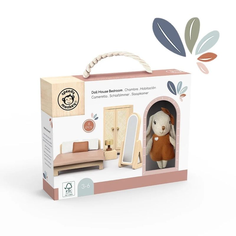 Jucarii, Copii si Bebe - Jucarii si jocuri - Papusi si accesorii - Casute de papusi si mobilier - Set mobilier dormitor pentru casa de papusi, Speedy Monkey - Infinity.ro