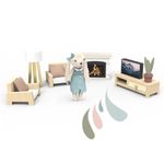 Jucarii, Copii si Bebe - Jucarii si jocuri - Papusi si accesorii - Casute de papusi si mobilier - Set mobilier living pentru casa de papusi , Speedy Monkey - Infinity.ro