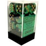 Jucarii, Copii si Bebe - Jucarii si jocuri - Jocuri si puzzle - Jocuri de societate - Chessex Gemini 16mm d6 with pips Dice Blocks (12 Dice) - Black-Green w/gold - Infinity.ro