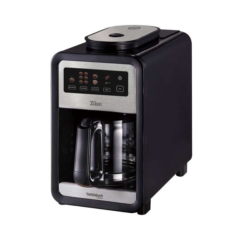 Electronice si Electrocasnice - Electrocasnice bucatarie - Preparare bauturi - Cafetiere - Cafetiera cu rasnita integrata Zilan ZLN9001, Ecran tactil, Capacitate 850 ml ( pana la 6 cesti ), Putere 640W - Infinity.ro