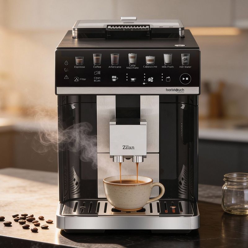 Electronice si Electrocasnice - Electrocasnice bucatarie - Preparare bauturi - Espressoare - Espressor automat cu rasnita incorporata Zilan ZLN9000, Rezervor apa 1.8L, Recipient boabe 250g, Putere 1450-1725W - Infinity.ro