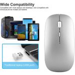 PC, gaming si accesorii - Periferice PC - Mouse - VU-TEK 199 Mouse Wireless Dual mode Bluetooth + WIFI reincarcabil - Silver Luminous - Infinity.ro