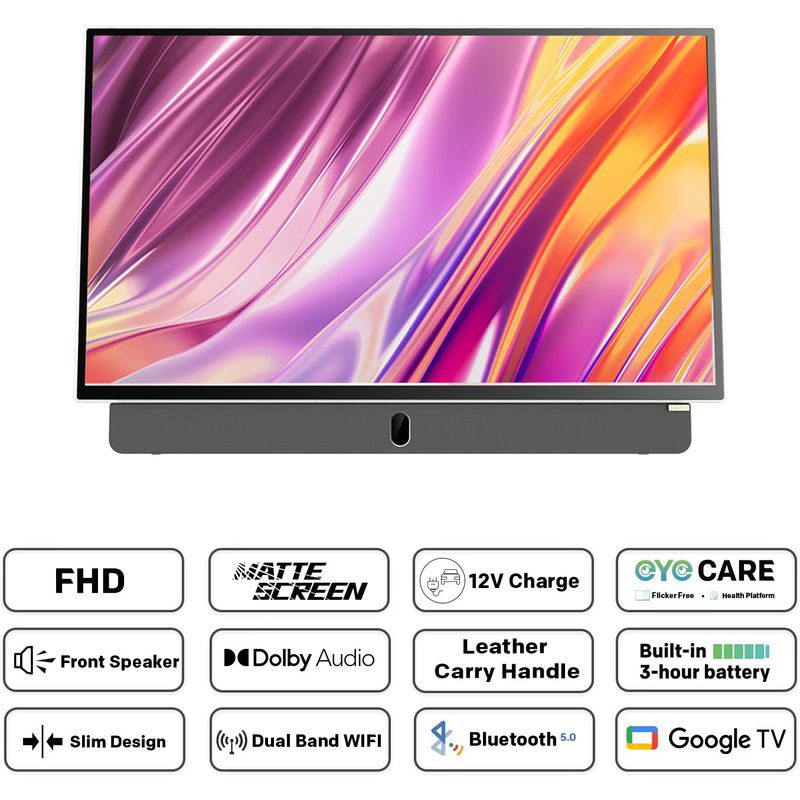 TV, Audio-Video si Foto - Televizoare - Televizor portabil METZ LED 24MPE7000, 60 cm, Smart Google TV, adaptor alimentare 12V, Full HD, Clasa E - Infinity.ro