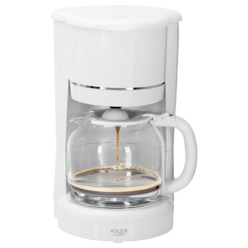 Electronice si Electrocasnice - Electrocasnice bucatarie - Preparare bauturi - Cafetiere - Cafetiera cu Filtru Adler 1.5l 900W Mentinere la Cald Alb - Infinity.ro