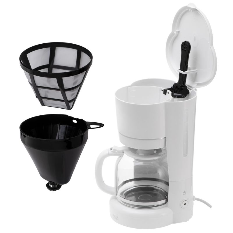 Electronice si Electrocasnice - Electrocasnice bucatarie - Preparare bauturi - Cafetiere - Cafetiera cu Filtru Adler 1.5l 900W Mentinere la Cald Alb - Infinity.ro
