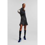 Fashion, accesorii si bijuterii - Femei - Imbracaminte femei - Fuste femei - Fusta mini Karl Lagerfeld Jeans din denim cu volane L INTL Gri inchis - Infinity.ro