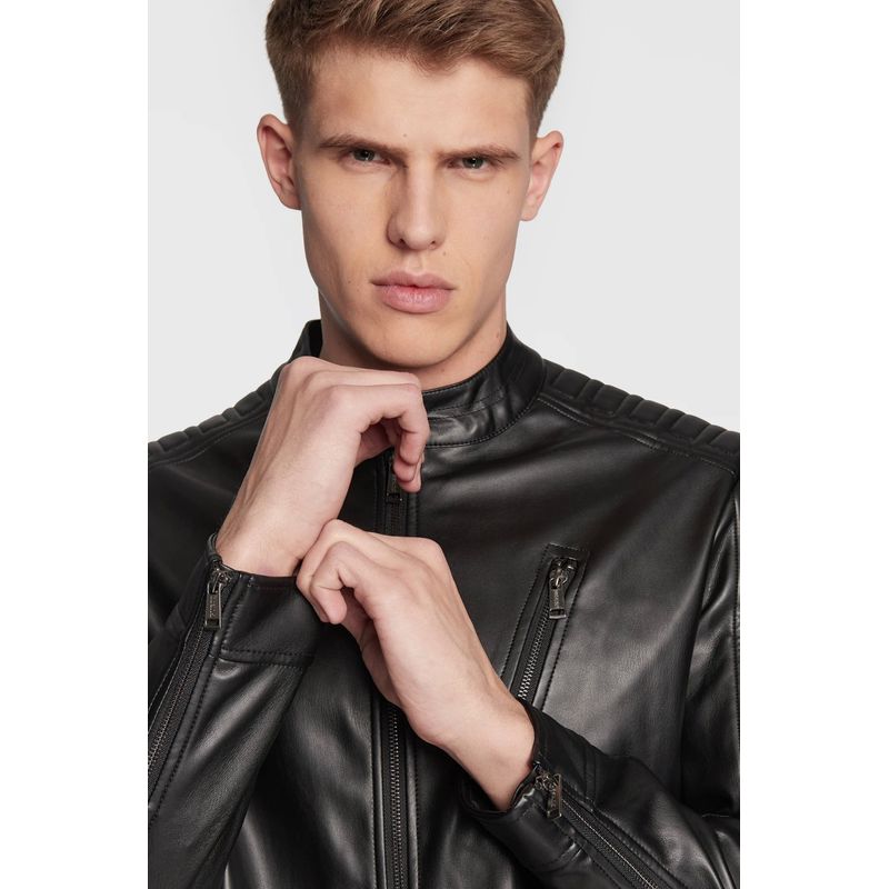Fashion, accesorii si bijuterii - Barbati - Imbracaminte - Jachete si geci barbati - Geaca din imitatie de piele guess Biker M3RL16 Negru M INTL - Infinity.ro