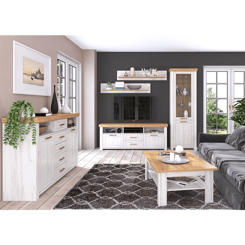 Casa si Gradina - Mobilier - Dulapuri si sifoniere - Dulapuri - Mobila cu polite V, stejar craft auriu / stejar craft alb, SUDBURY - Infinity.ro